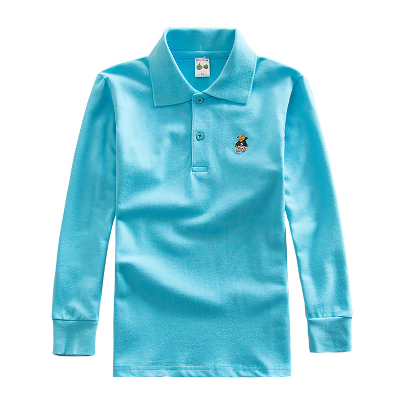 Support order can be made net solid color glossy school uniform polo shirt spot LOGO small children 1-17 years old wholesale factory