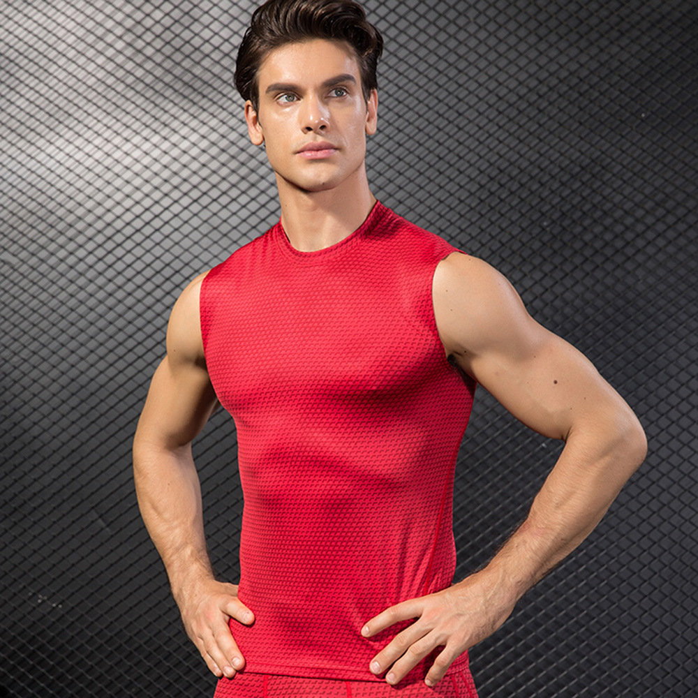 Men's 3D Printed Fitness Running Sports Vest Tight Stretch Waistcoat Quick-drying Clothes 4022