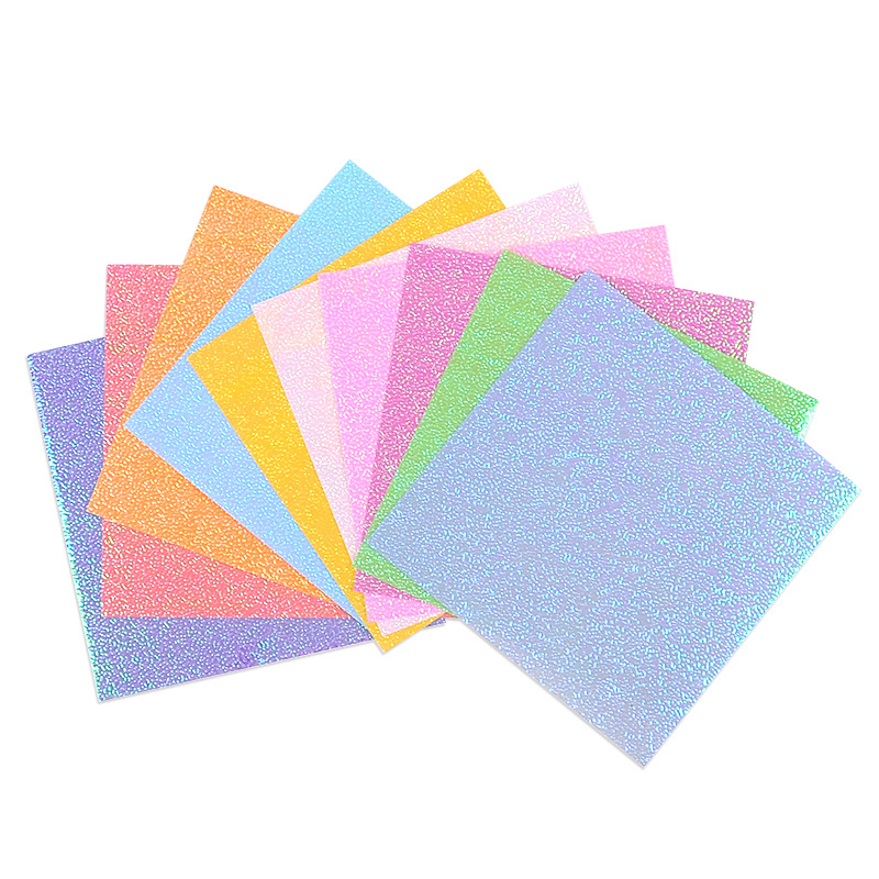 Square multi-size color DIY handmade origami kindergarten laser flash paper children's paper crane Pearl paper
