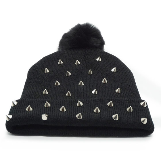 Autumn and Winter Hat European and American Punk Rivet Autumn and Winter Knitted Hat Women's Wool Hat Warm Pullover Hat