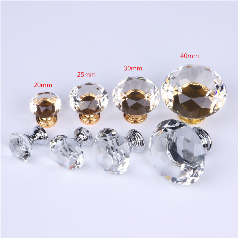 Factory wholesale crystal handle European cabinet drawer handle single hole furniture hardware accessories handle
