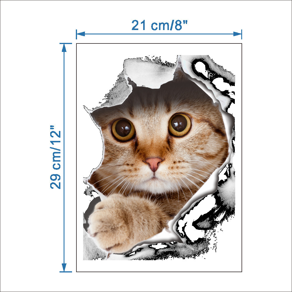 Three generations of removable wall stickers cat Funny Creative bathroom toilet waterproof toilet stickers wholesale kitten