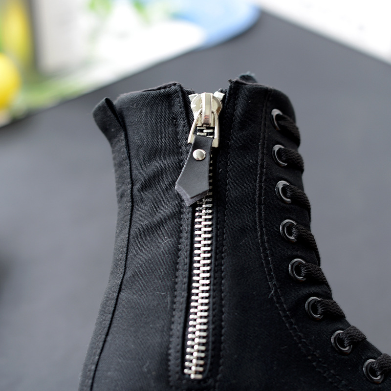 Spring 2019 New High Top Shoes Korean Style Shoes Women's European British Martin Shoes Canvas Boots