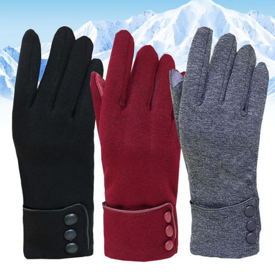 Winter Korean version of velvet warm gloves do not pour velvet women's outdoor skiing electric bike riding touch screen gloves factory wholesale