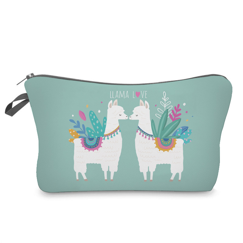 Amazon Hot Selling Printed Alpaca Cosmetic Bag Clutch Bag Women's Multifunctional Travel Storage Toiletries Bag for Women