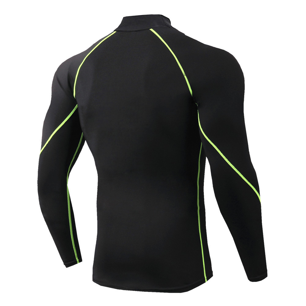 Men's High Collar Fitness Long-Sleeved T-Shirt PRO Sports Running Autumn and Winter Elastic Quick-Dry Vertical Collar Sweatshirt