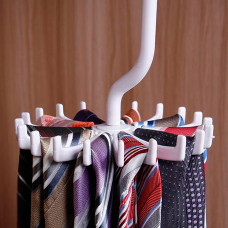 Supply wish Amazon brand new pp material export Australian and American round plastic tie rack 360 degrees rotating 20 pieces
