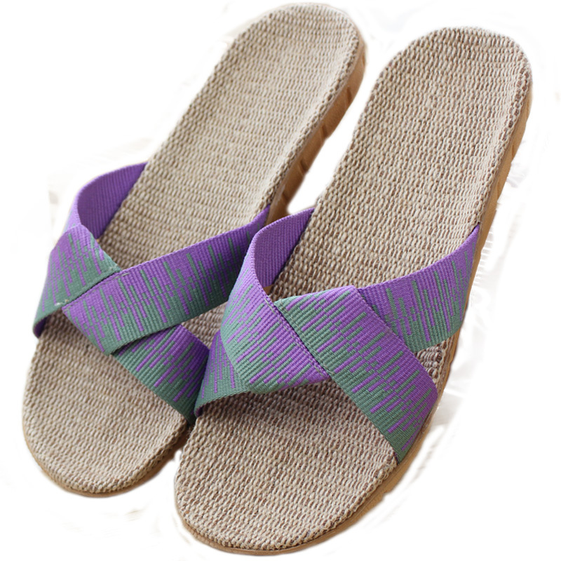Summer Four Seasons Straw Linen Slippers Men's and Women's Fabric Japanese-style Indoor Home Bedroom Wood Floor eva Sandals