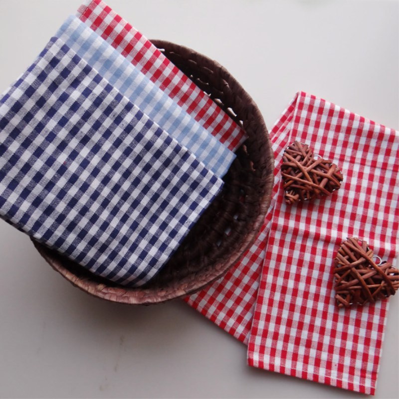 Napkin Placemat Japanese Style Chaoyang Grid Home Cotton and Linen Material Cloth Fabric Placemat Western Napkin