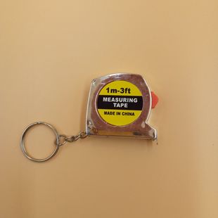 Electroplated bright silver portable measuring key chain steel tape 1 meter with brake 100cm ruler pull mini tape measure