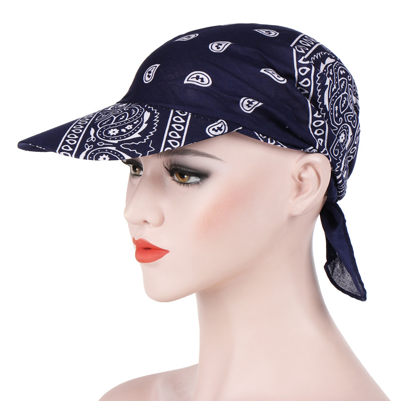 2018 Amazon New European and American Summer Candy Color Multifunctional Warm Sun Protection Cotton Printed Headscarf with Hat Brim