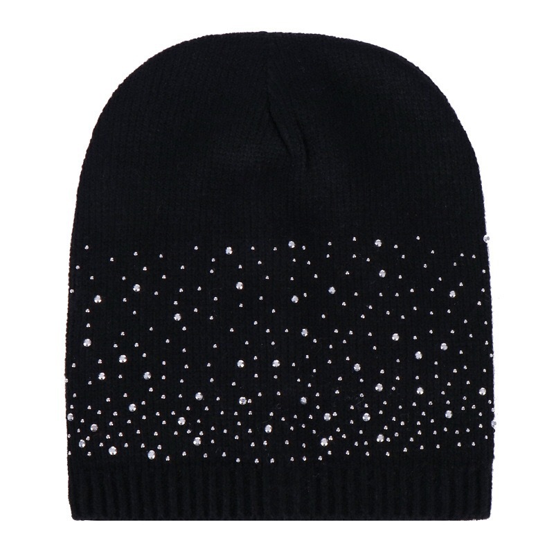 Europe and the United States new ladies multi-color drill pullover knitted hat autumn and winter knitted hat warm wool hat spot