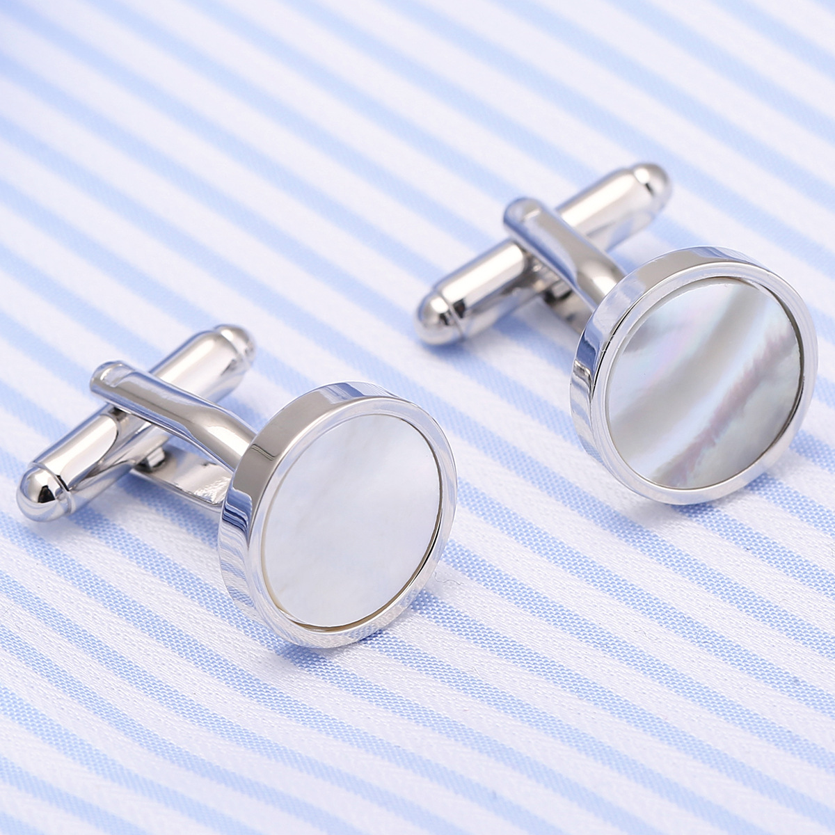 Hot Sale Shell Cufflinks French Style Costume Cuff Wedding Celebration Dress Round Sleeve Stud 10216