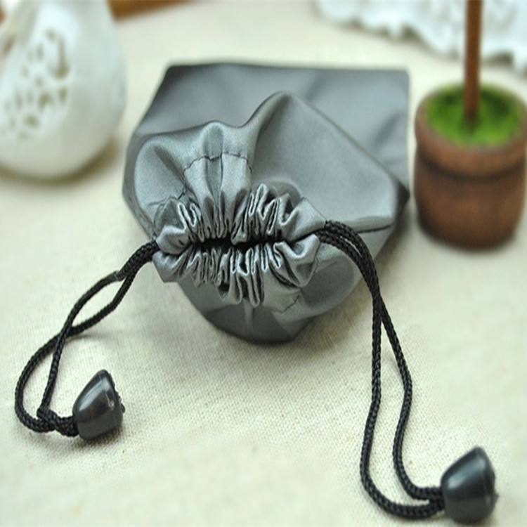 Gray 7 * 11CM earphone storage bag mobile phone accessories waterproof drawstring pocket U disk MP3 moisture-proof protective bag