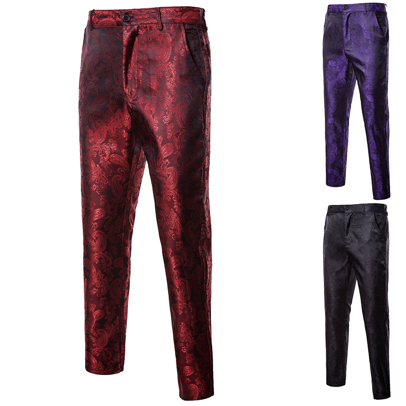Autumn and Winter European and American court-style dark pattern road design fashion performance clothing slim fit men's suit trousers YK11