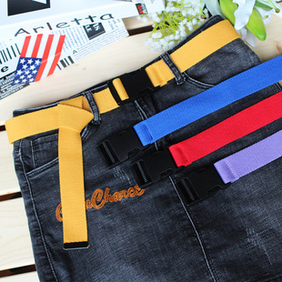 Factory direct supply plastic buckle buckle canvas belt Women's tactical buckle solid color belt student military training outdoor pants belt
