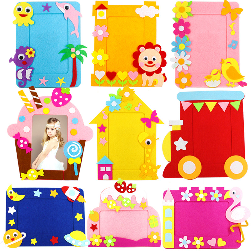 Non-woven three-dimensional photo frame 6 inch children's kindergarten non-woven handmade stickers DIY production paste material bag