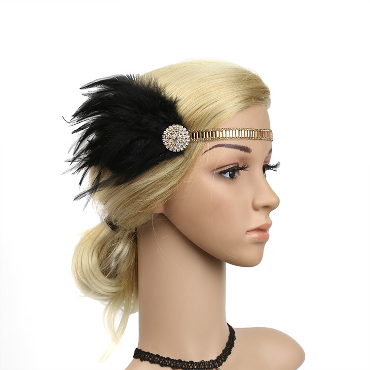 Original Design Feather Hair Band Black Ostrich Hair Headwear Indian Gypsy Ethnic Style Retro Dance Headwear