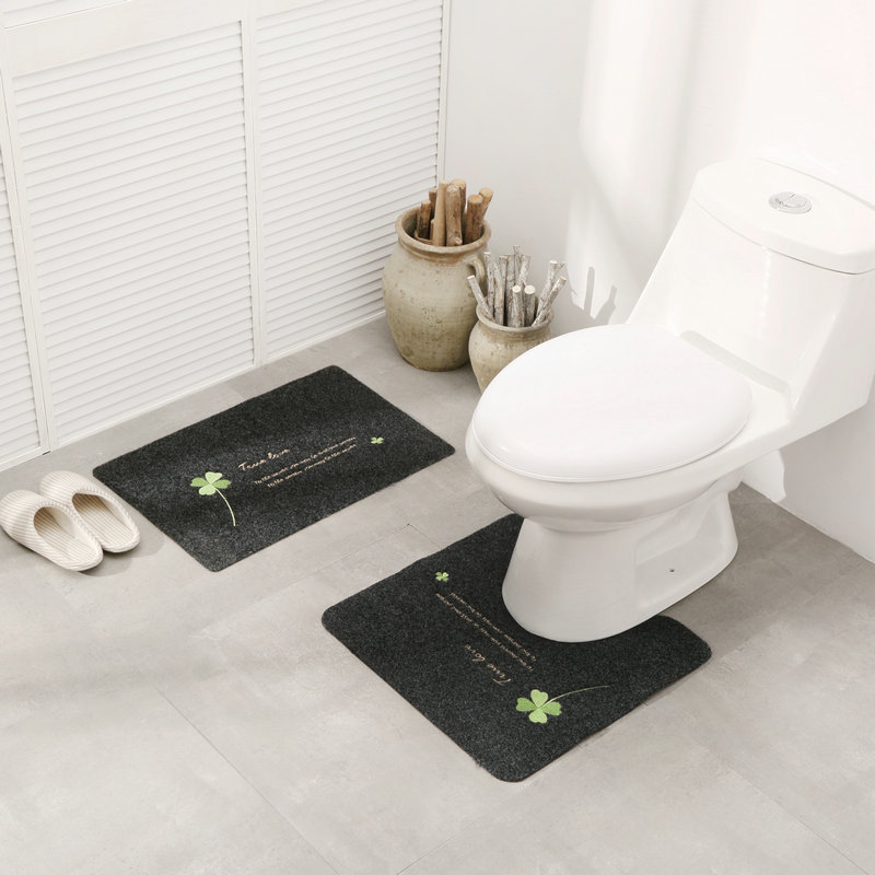 Home toilet floor mat floor mat bathroom toilet U-shaped mat non-slip absorbent polyester printed bathroom non-slip mat