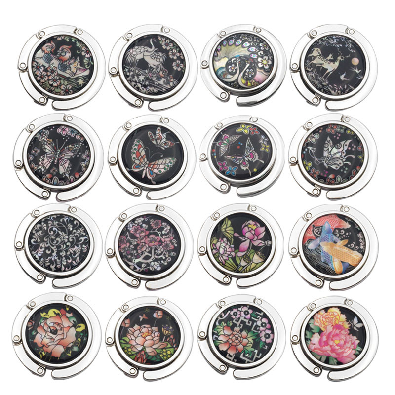 Spot Creative Imitation shell Peacock hanging hook hot creative round hanging bag machine table folding portable hook hook