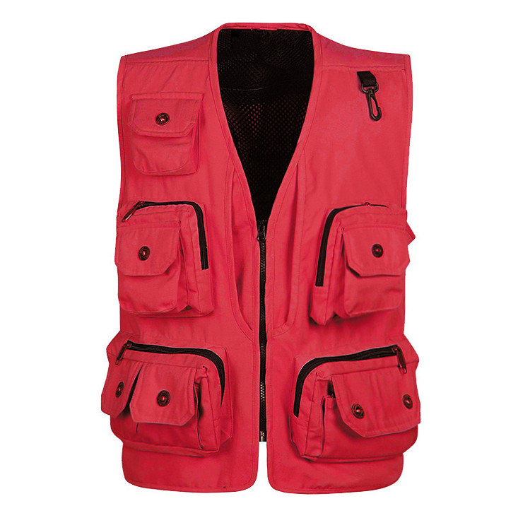 Wholesale Spring and Autumn Multi-pocket Men's Vest Work Clothes Photography Outdoor Fishing Men's Vest Copper Buckle#