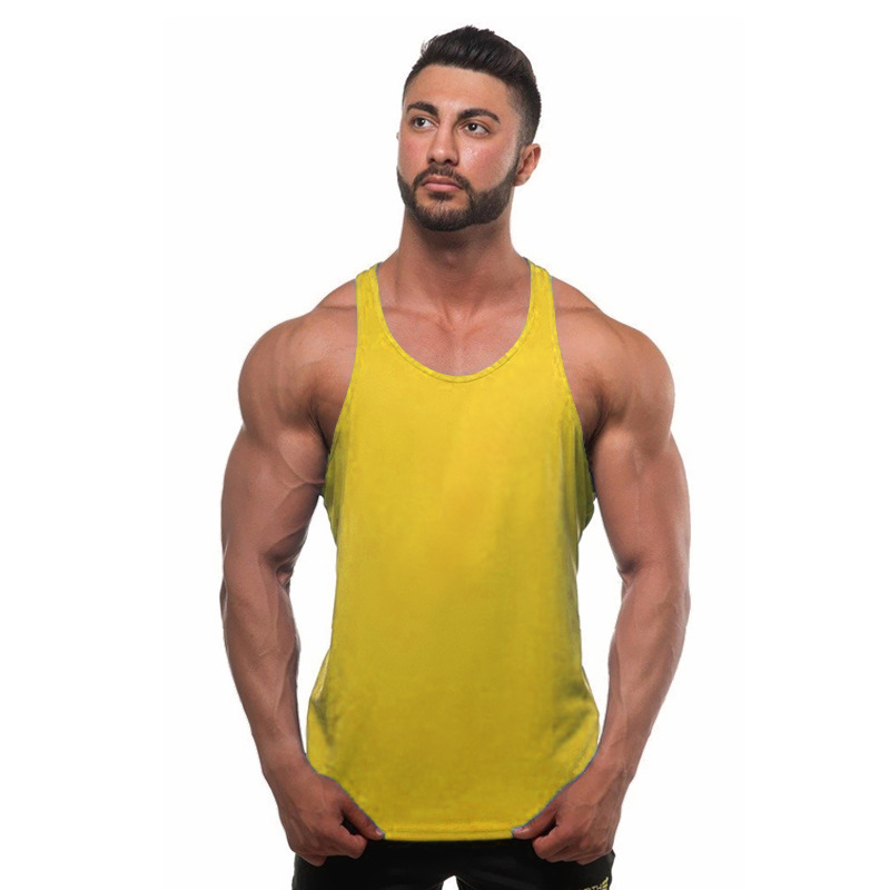 AliExpress wish Amazon New Men's Training Suit Base Solid Color Fitness Sports Cotton Sling Muscle Vest