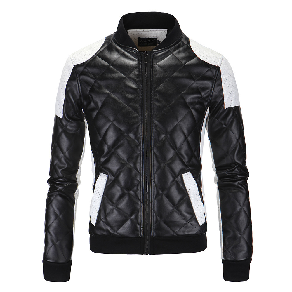 2019 Men's Washed Car Leather Fashion Trendy Diamond Men's Leather European and American Large Size Men's Leather Jacket Y210