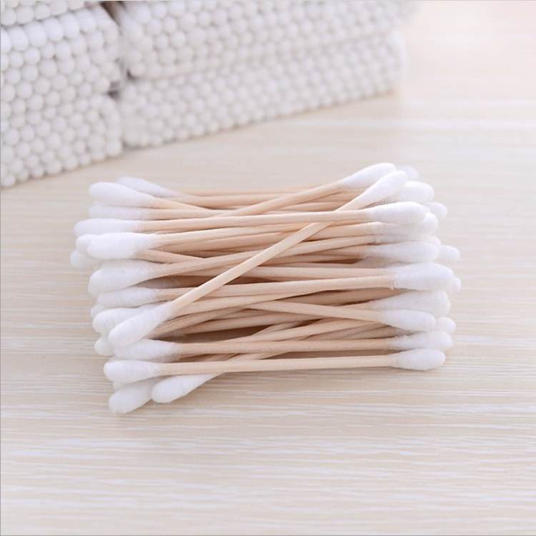 100 PCs soft bag wooden stick double-headed cotton swab makeup cotton swab sanitary cotton swab beauty stick cotton swab wholesale