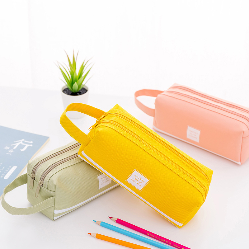 Large Capacity Portable Pencil Case for Women Simple ins Girls Junior High School Canvas Advertising Gift Stationery Box Printed logo