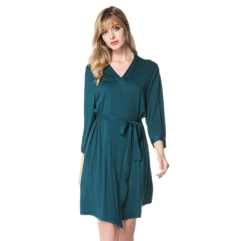 European and American cross-border modal pajamas sexy autumn new nightgown bathrobe super soft cardigan women's home clothes