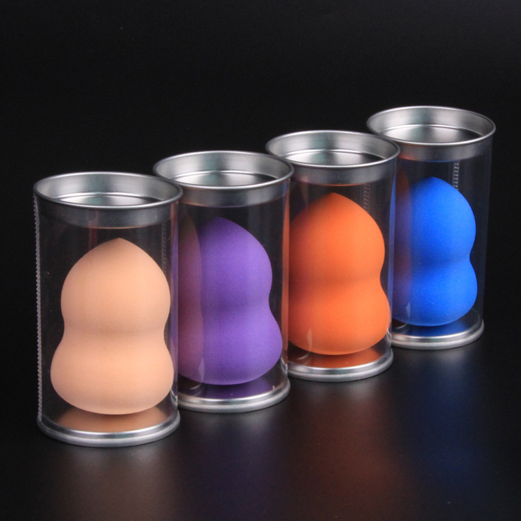 Air Cushion Gourd Powder Puff Box Beauty Makeup Egg PVC Round Tinplate Box Egg Shape Powder Puff Storage Box Holder Plastic