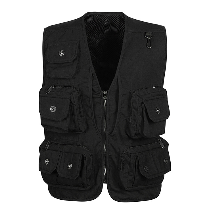 Wholesale Spring and Autumn Multi-pocket Men's Vest Work Clothes Photography Outdoor Fishing Men's Vest Copper Buckle#
