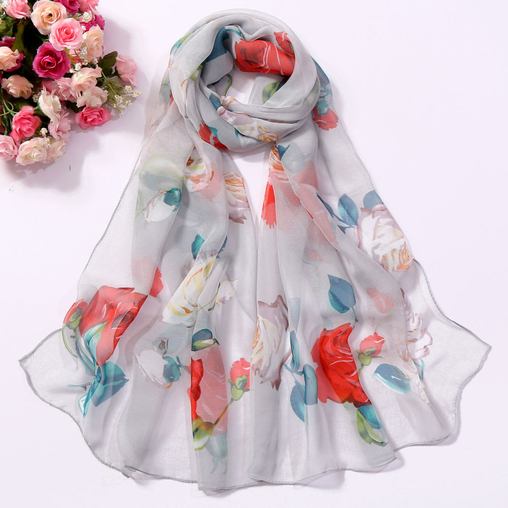 Summer Sunscreen Scarf Seaside Beach Scarf Wholesale Long Women Scarf Korean Style Thin Scarf Scarf Big Rose