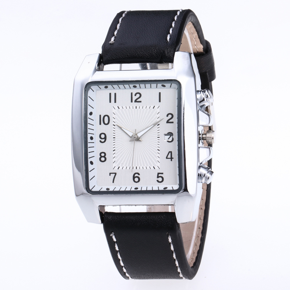 Square fashion Men's Watch casual car line Belt watch daily life matching calendar watch men