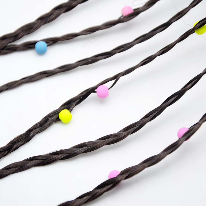 Children's colorful wig hair clip baby bead braid show decoration hair ring hair accessories boutique jewelry