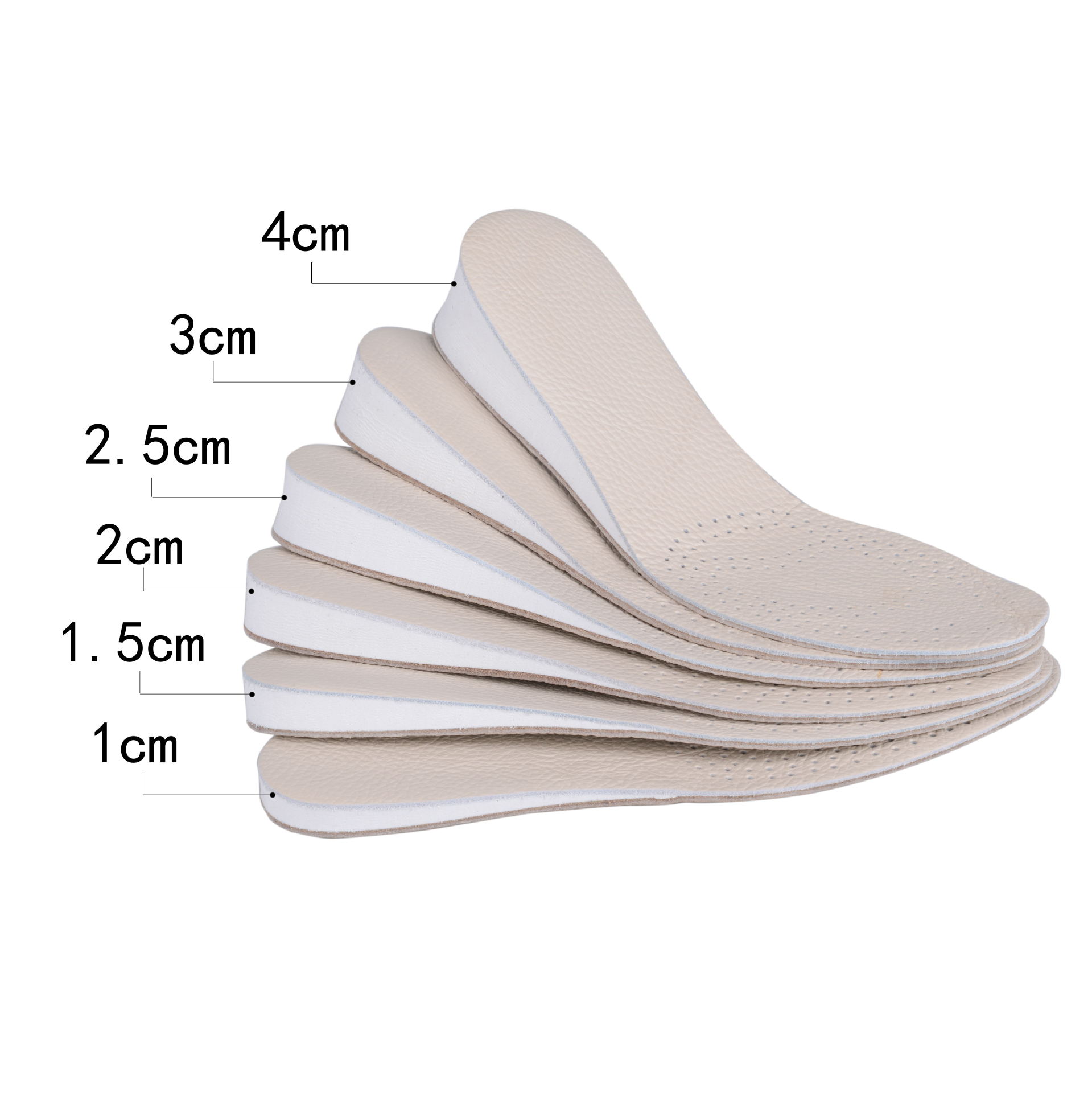 Double-sided Cowhide Height-increasing Insoles Women's Breathable Sweat-absorbing Inner Height-increasing Men's Leather Insoles Invisible Deodorant Shock-absorbing Not Tired Feet