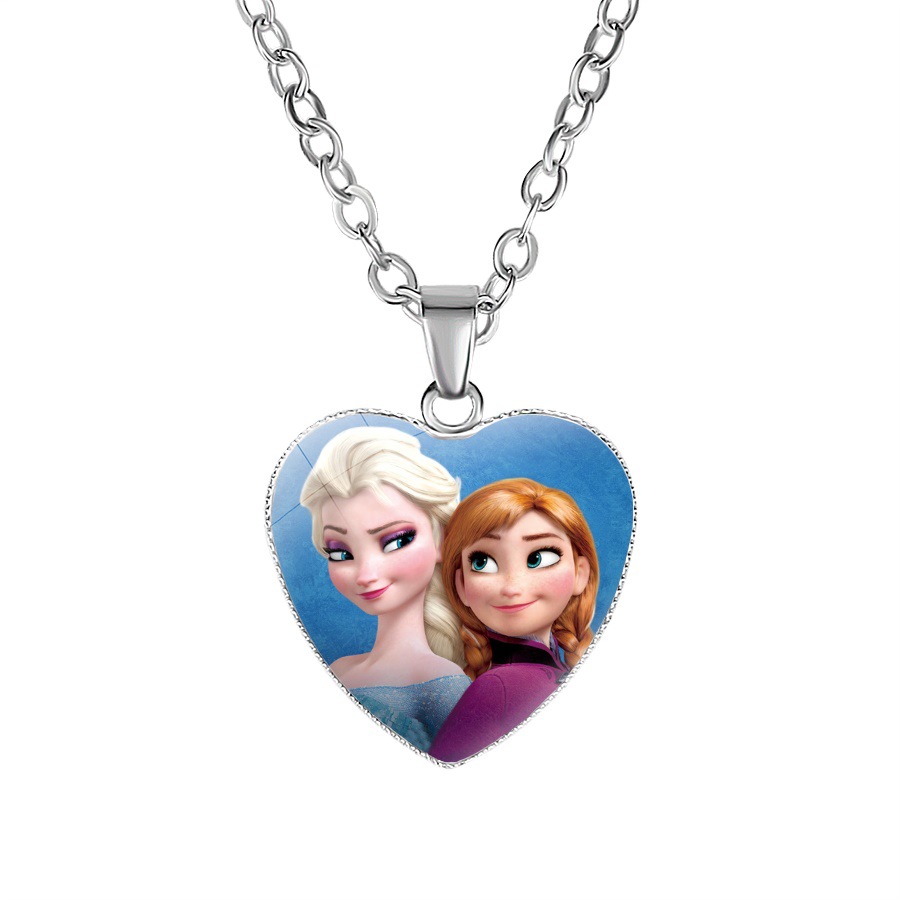 New Cartoon Frozen Princess Elsa Love Pendant Children's Necklace Snow White Mermaid Accessories