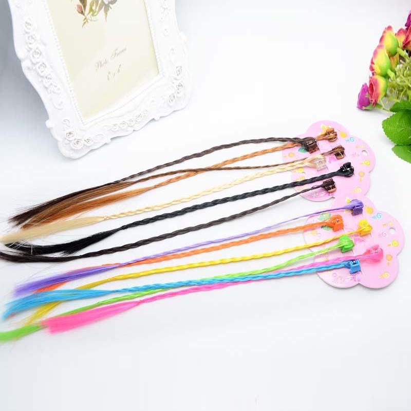 Children's colorful wig hair clip baby bead braid show decoration hair ring hair accessories boutique jewelry