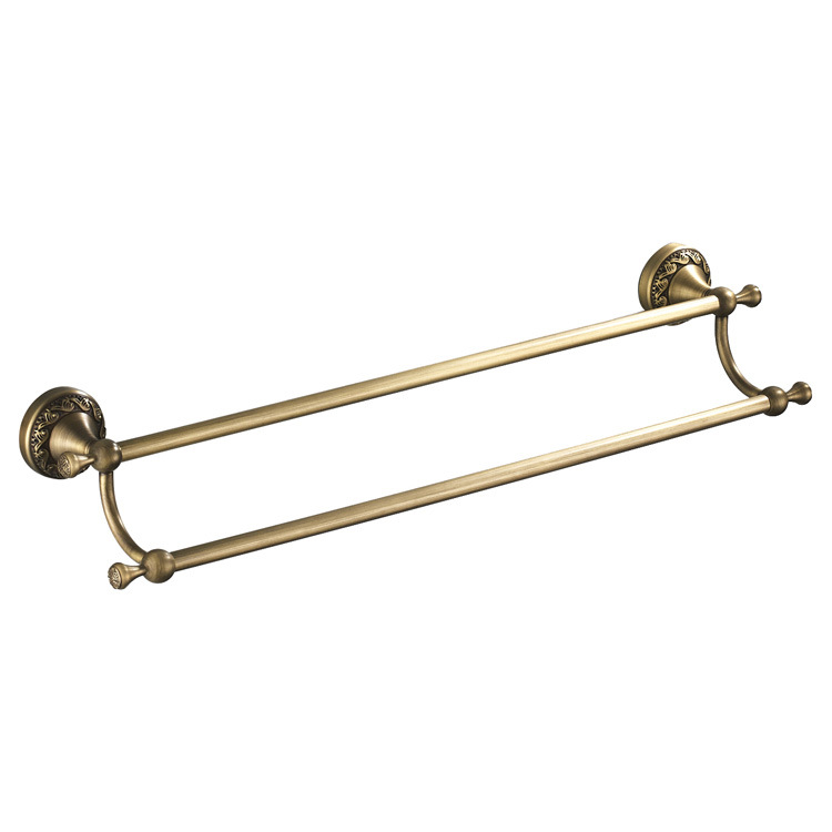 Bathroom hardware bathroom pendant brass material European bathroom antique towel bar double bar towel hanging bar wholesale