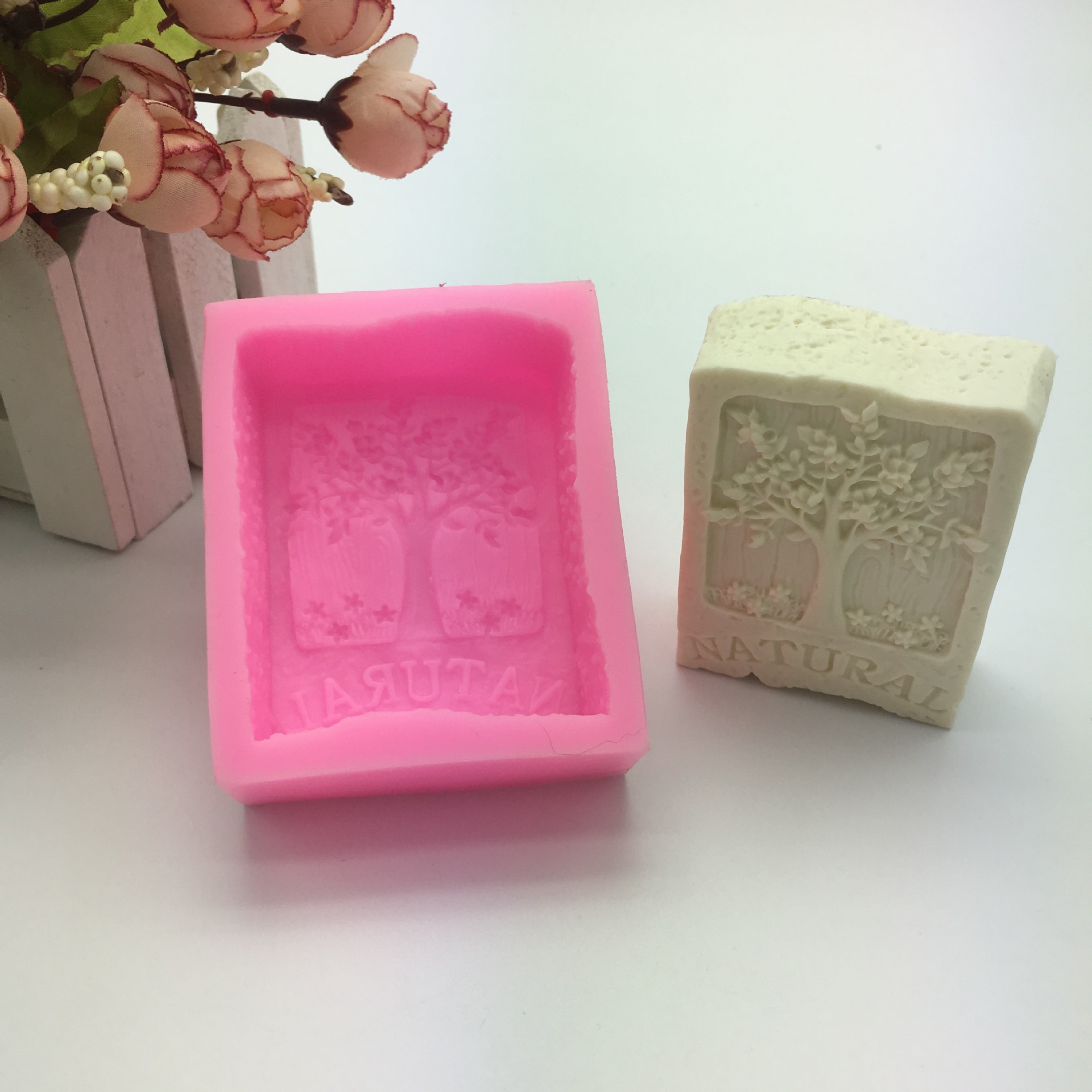 Factory wholesale cake sugar DIY aromatherapy gypsum candle mold plant small trees handmade soap silicone mold
