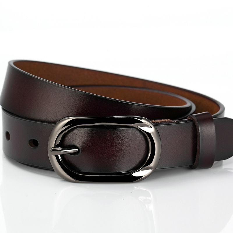 New ladies cowhide belt buckle leather belt casual fashion thin belt manufacturers wholesale a generation of hair