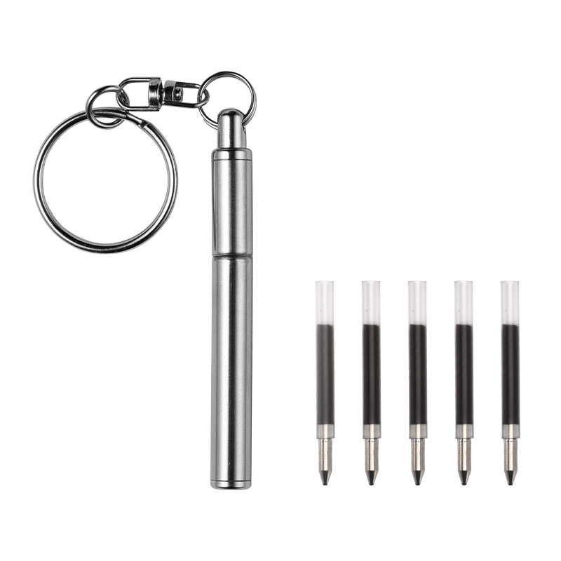 Stainless Steel Retractable Pen Portable Ballpoint Pen Mini Keychain Creative Gift Set Amazon