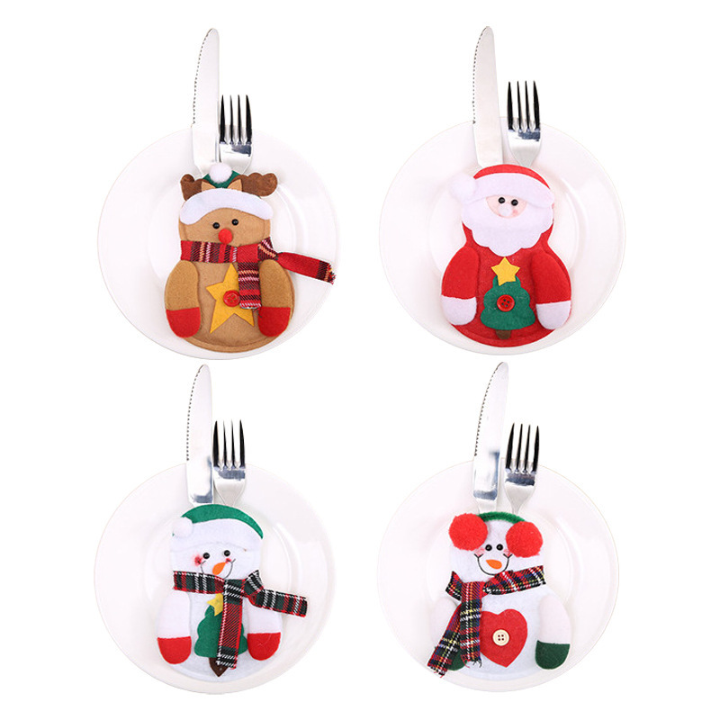 人気クリスマス食器セットナイフフォークセットクリスマス食卓セット装飾食器老人雪だるまクリスマス装飾用品|undefined