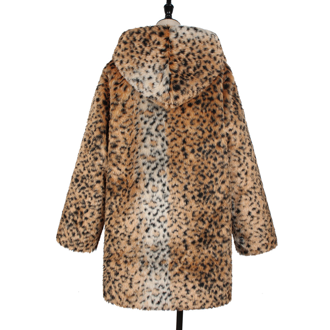 2022 AliExpress ebay Amazon winter New faux fur leopard print fur hooded coat coat