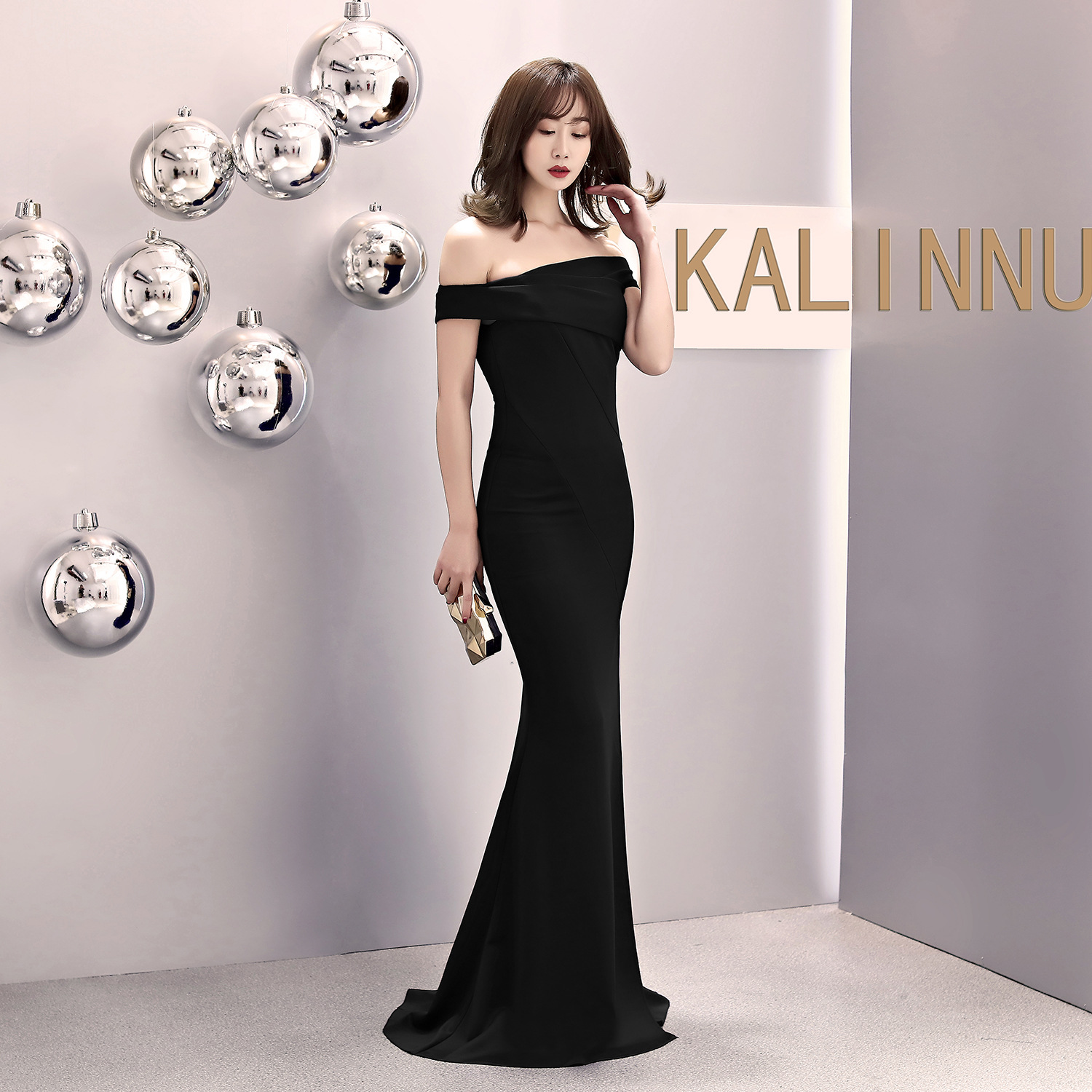 0715#6 Color One-Shoulder Banquet Evening Dress Women Fashion Party Long Elegant Slimming Sexy Fishtail Dress