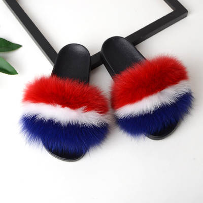 Spring and summer new women's European and American fashion fox fur slippers Korean style outerwear Slipper home fur fur slippers