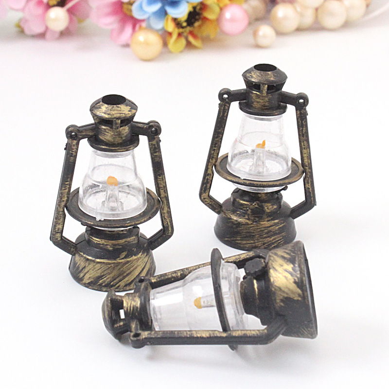 Bronze horse lantern Moss micro landscape ornaments simulation table lamp wind lamp fleshy flower oil lamp creative DIY accessories