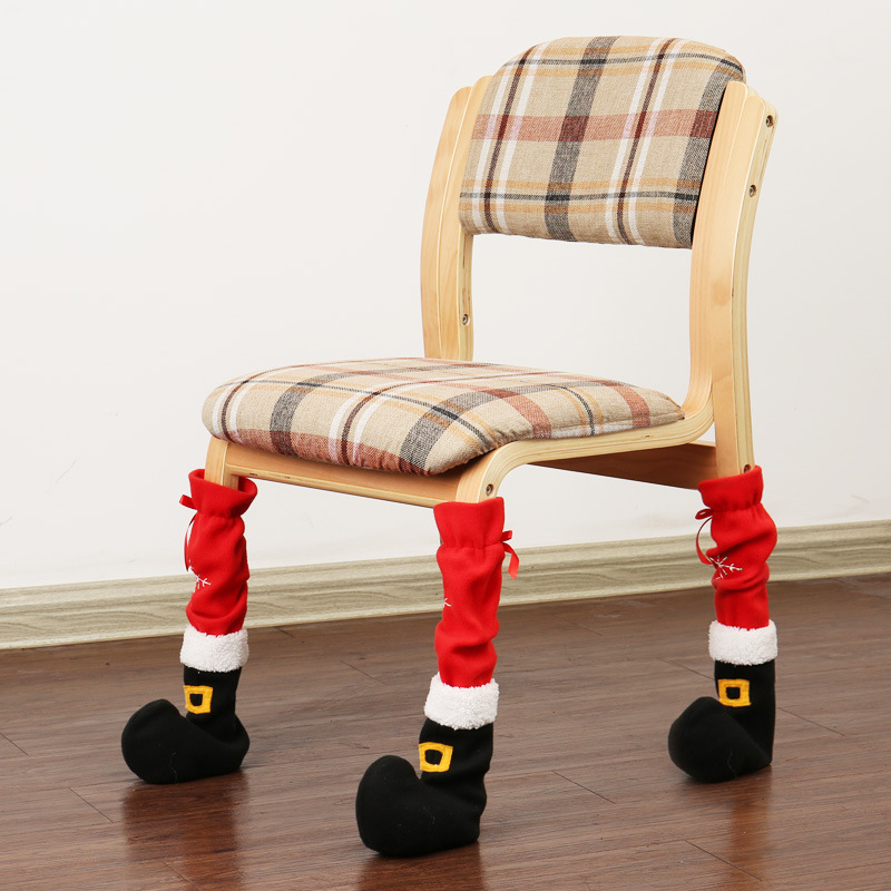 国境を越えた新しいクリスマス椅子足カバークリスマスホテル装飾用品刺繍レストランスツールテーブル足カバー|undefined