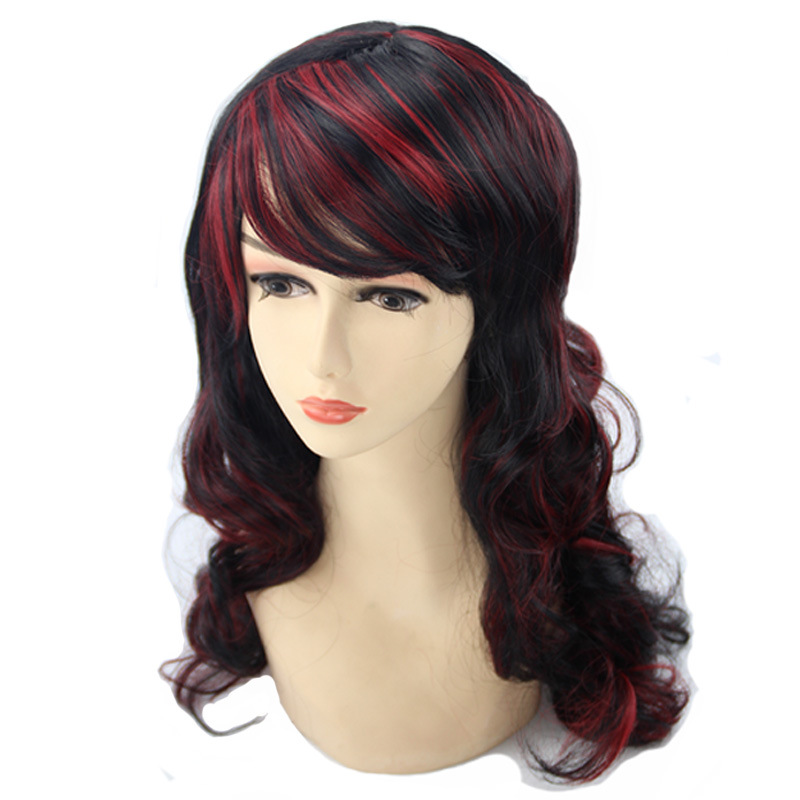 High Temperature Silk Whole Head Wig Headgear cosplay Oblique Bangs Big Wave Wrap Wig SW-016 European and American Wig