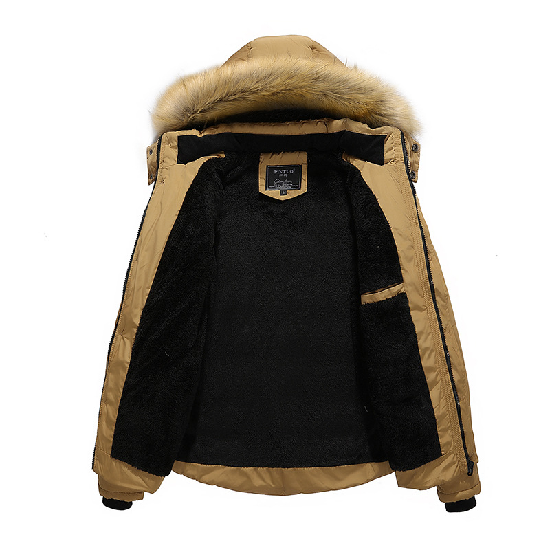 Cotton-padded jacket men's Korean-style slim-fit winter handsome down cotton-padded jacket youth fleece-lined padded winter jacket men's earthen coat